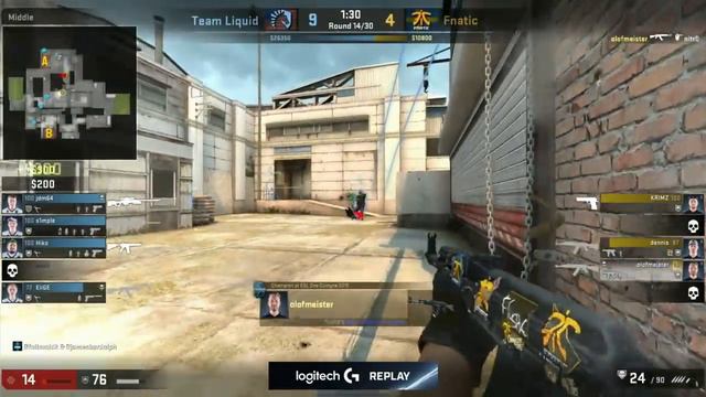 CS:GO - Liquid S1mple INSANE 2 NOSCOPE KILLS vs Fnatic (VAC Clutch) @ESL Cologne