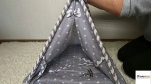 TipiPets Вигвам (звезды на сером) Сборка