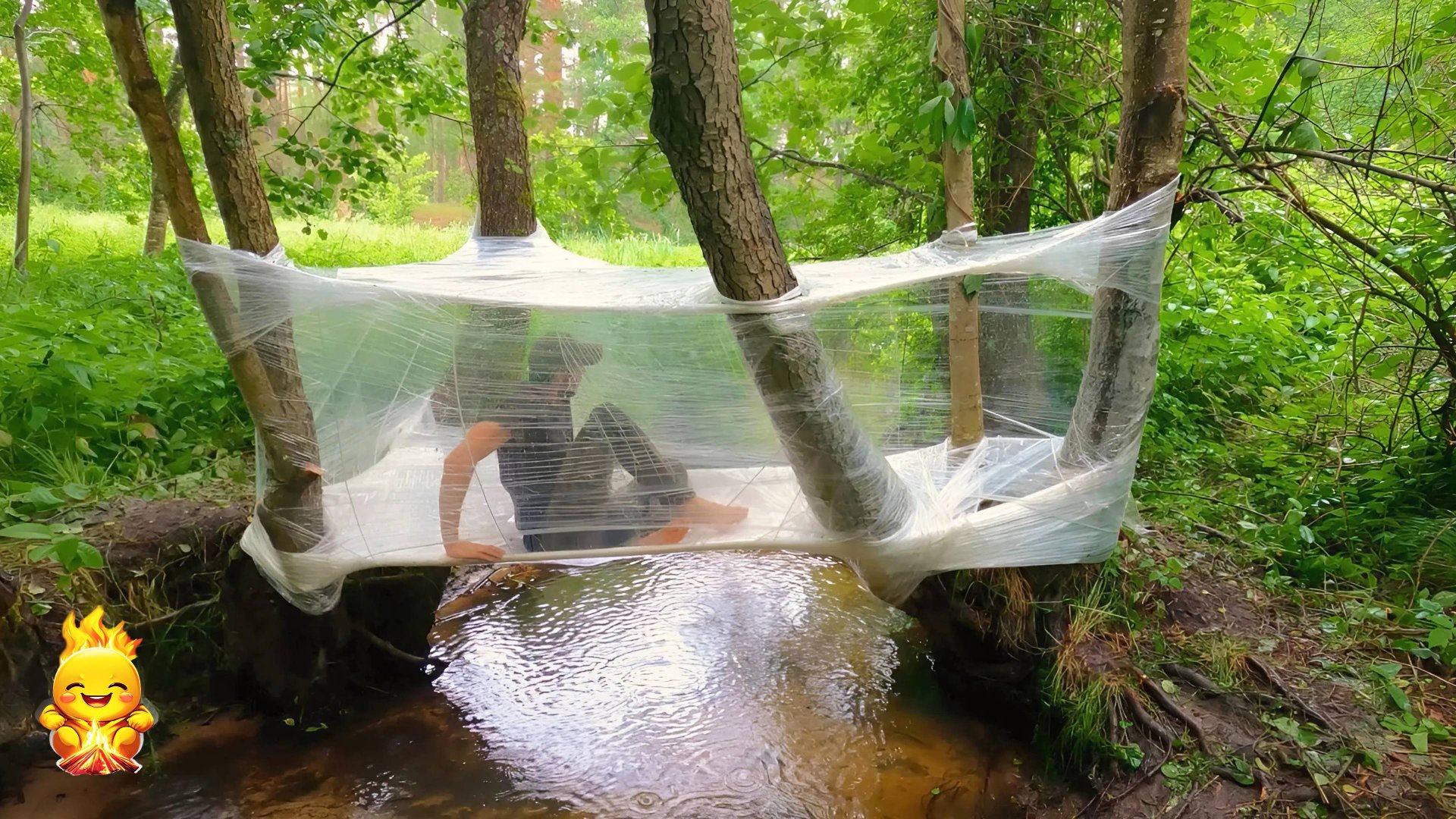 Постройте удивительное укрытие над ВОДОЙ из полиэтиленовой пленки | БУШКРАФТ ПАЛАТКА ДЛЯ ВЫЖИВАНИЯ смотреть онлайн