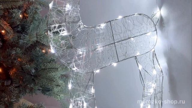 Светящийся олень БРИО, акриловые нити, 60 холодных белых мини LED, 89 см, таймер, уличный 491388