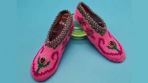 Следки тунисским крючком. Вязание следков крючком. Тапочки крючком.
