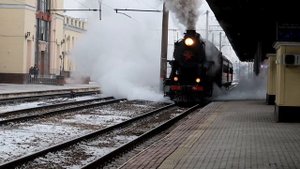«Графский поезд» с паровозом. Отправление из Воронежа.