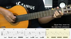 The Unforgiven - Metallica - Fingerstyle Guitar Tutorial + TAB & Lyrics