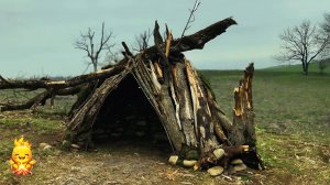 Строительство ШАЛАША из камней и дерева для ВЫЖИВАНИЯ в дикой природе