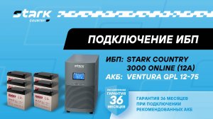 STARK COUNTRY 3000 ONLINE (12A) | Установка, подключение аккумуляторов, включение, настройка