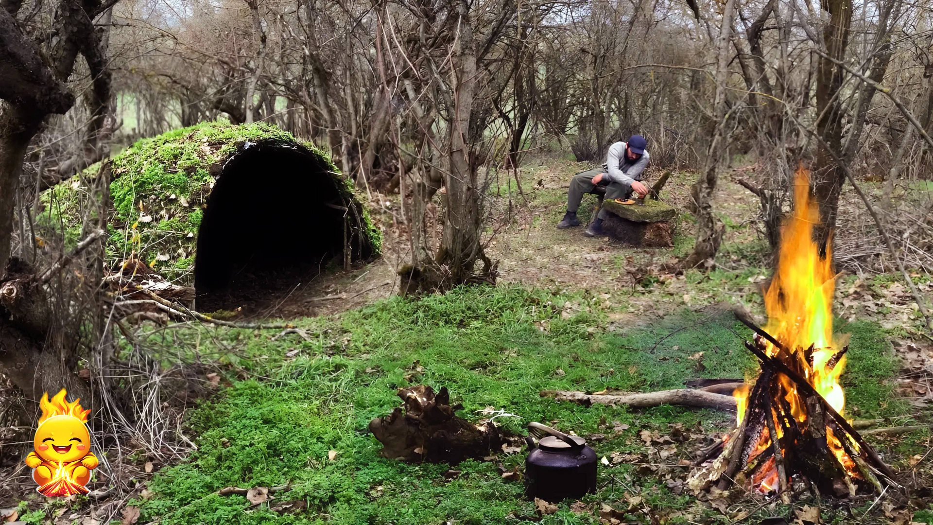 Создание примитивного УБЕЖИЩА покрытого мхом | БУШКРАФТ | Навыки выживания В ЕСТЕСТВЕННОЙ СРЕДЕ смотреть онлайн