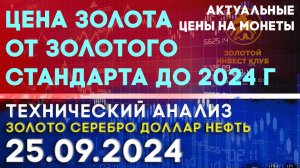 Цена золота от золотого стандарта до 2024 г. Анализ рынка золота, серебра, нефти, доллара 25.09.2024