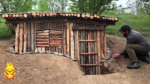 Строю МОЮ ЛУЧШУЮ ЗЕМЛЯНКУ от начала до конца. Один в дикой природе - Уютный КАМИН | КЕМПИНГ АСМР