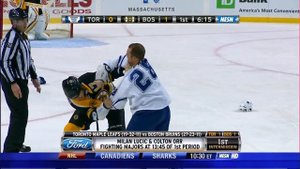 Milan Lucic fights Colton Orr w/Slow Mo HD 3/4/10