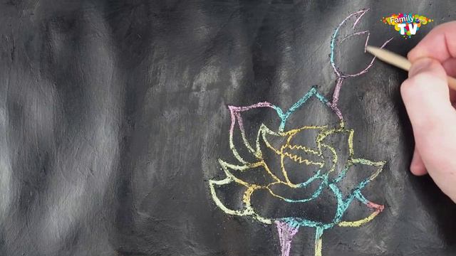 DIY Scratch Art Как нарисовать весенние цветы и стрекозу Простой масляной пастелью