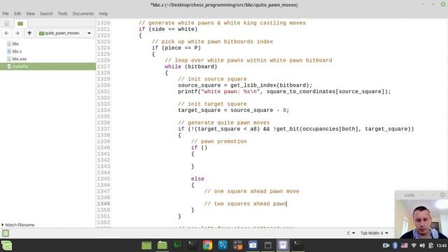 23-Bitboard CHESS ENGINE in C generating QUIET PAWN moves смотреть онлайн