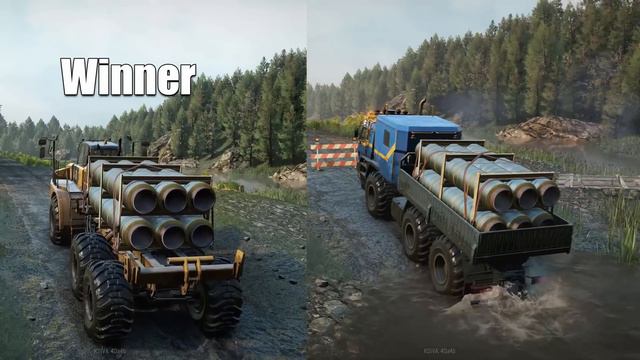 Snowrunner CAT 745C vs Azov 42 20 Antarctic | Battle of Monsters