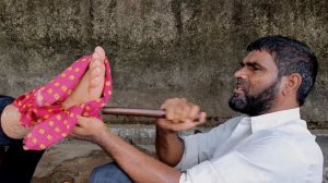 Authentic Smokey oil Foot Massage with scissor by street side Barber Painkiller Baba - ASMR Therapy