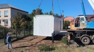 Выгрузка мобильного (модульного) здания МРТ с  магнитно-резонансным томографом Philips Achieva 1,5Т