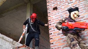 LTT Films : Couple Warriors Black Man Nerf Guns Fight Criminal Group Tiger Mask Gunner Speed