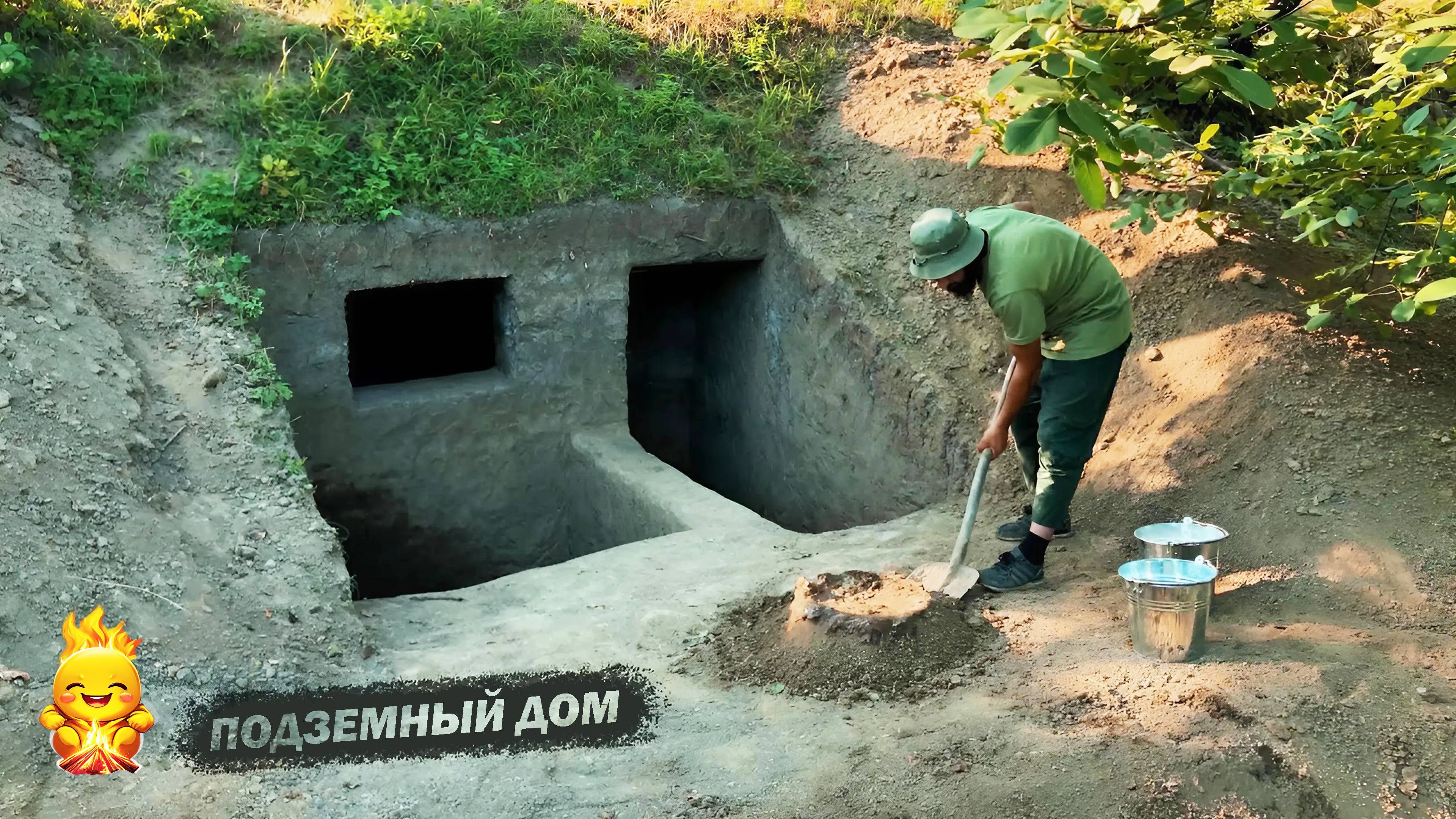 Как построить ДОМ из ЗЕМЛИ, с бассейном. БУШКРАФТ, навыки создания убежища В ДИКОЙ ПРИРОДЕ | АСМР смотреть онлайн