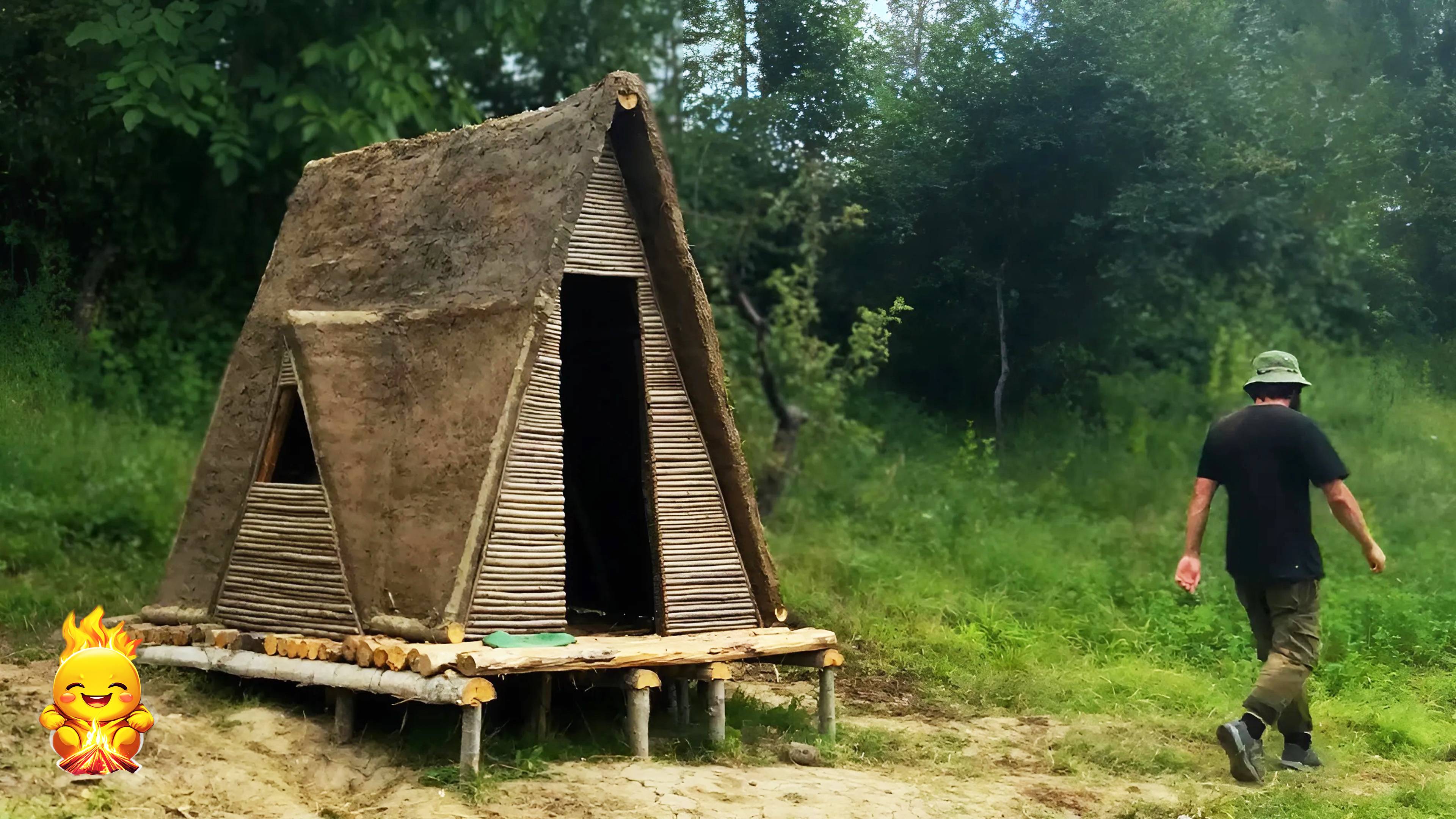 С нуля: создание деревенского жилища с глиняной крышей в дикой природе смотреть онлайн