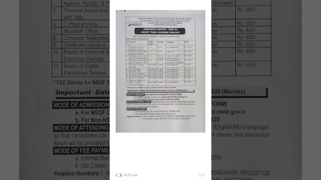 Nielit Aizawl Admission Open for June 2020 Online Course
