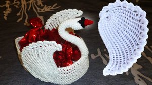 ЛЕБЕДЬ КРЮЧКОМ | Крылья тунисское вязание | ВАЗОЧКА ДЛЯ КОНФЕТ МАСТЕР КЛАСС Часть IV