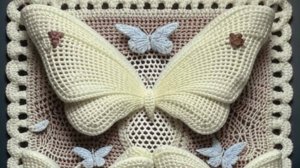 ВЯЗАНИЕ. Квадратные мотивы с БАБОЧКАМИ от нейросети. ПОДБОРКА №3.