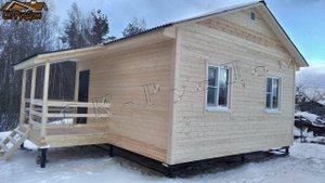 Одноэтажный каркасно щитовой дом 6 на 6 с террасой