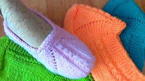 Следки без шва. Спицы. Можно использовать как шаблон.Slippers._2