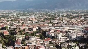 Drone flying over Pagani Salerno - Vesuvio volcano view