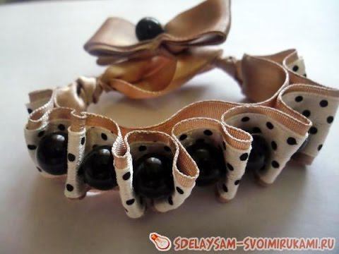Браслет из лент и бусин своими руками смотреть онлайн