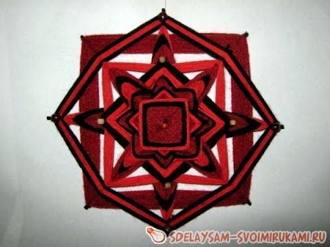 Плетеная мандала ojo de dios. Индейский оберег. смотреть онлайн