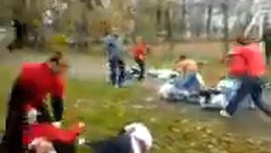 Russian football hooligans fight -  Front Line (Spartak) vs Uknown firm (CSKA)