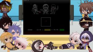Sans AU's React to (DustTale) MURDER TIME TRIO FULL BATTLE PHASE 1-2 | Gacha Life/Club Reaction