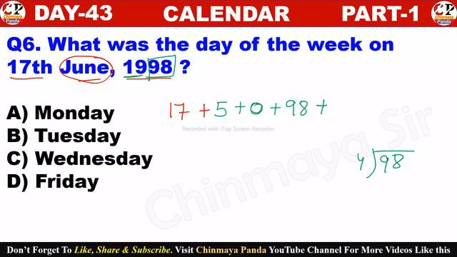 Calendar Short Trick|Calendar Reasoning Questions|Complete Calendar By Chinmaya Sir|Imp. Questions|