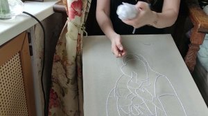 Вышивка Владимирской иконы для храма. Кладу бель.