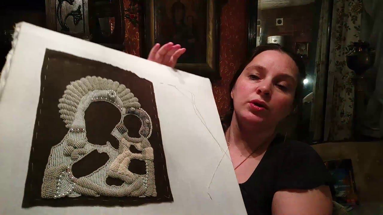 ДЕНЬ 7. ВЫШИВКА БАРХАТНОЙ РИЗЫ. Hand embroidery of icons with pearls and beads.
