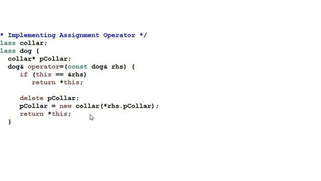 Advanced C++:  Assignment to Self in Assignment Operator