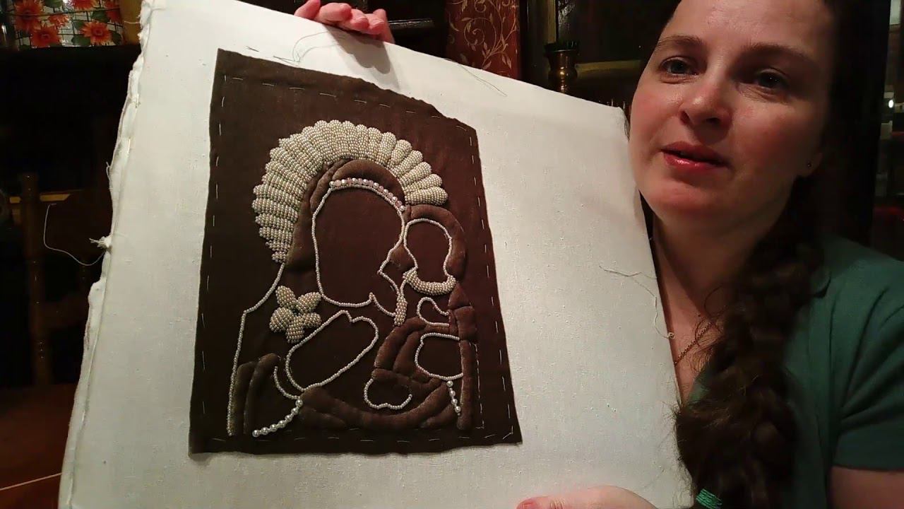ДЕНЬ 5. ВЫШИВКА БАРХАТНОЙ РИЗЫ. Hand embroidery of icons with pearls and beads.