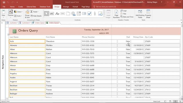 MS Access 2016 - Create A Report