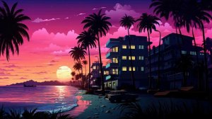 Retrowave Sunset Beach 4K