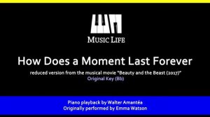 How Does a Moment Last Forever (MontMartre) - Piano playback for Cover / Karaoke