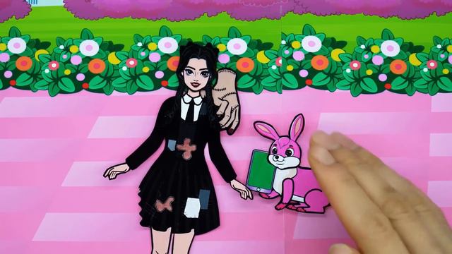 Paper Dolls Dress Up - Wednesday Addams Extreme Nerd To Popular Makeover Dress - Barbie Makeover смотреть онлайн