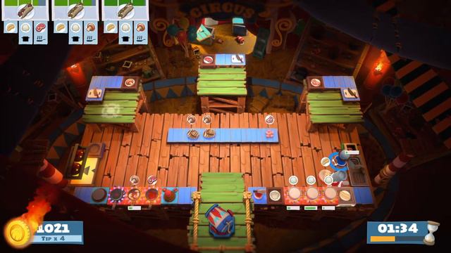 Overcooked! All You Can Eat - Carnival of Chaos 2-3 Score 2141 : 2 Players 4 Stars 