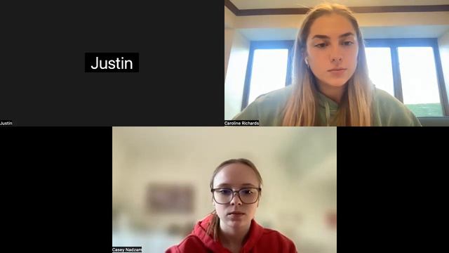 Caroline Richards, Casey Nadzam and Justin Elderton Motherhood Group Zoom