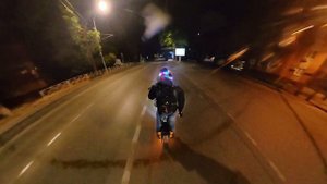 Veteran Sherman L. Induction lighting. Night ride.