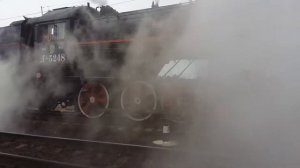 Советские паровозы Л-5248 и ЛВ-0522 в 2017 году на полном ходу
