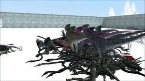 Ark Survival Raptors SNPC's VS ALIEN Xenomorphs SNPC Fight Garry's Mod