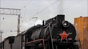 Паровозы Л-2344 и Л-3653 на станции Монино 20.04.2013г