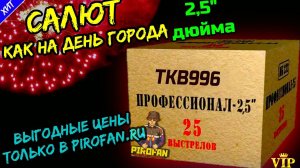 TKB996 Салют 25 ГРОМАДНЫХ залпов, фейерверк Профессионал 63,5мм = 2,5" дюйма