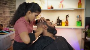 COSMIC LADY CHAIR MASSAGE 💈Cosmic Head Massage With Neck Stretching & Crack💈Cool Crystal Touch