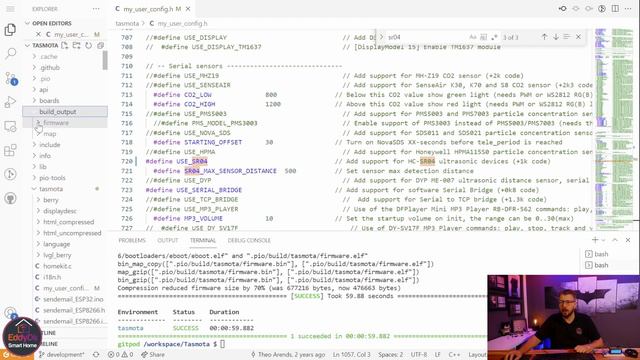 Tasmota Sensors & Display Firmware Kompilieren Mit Gitpod