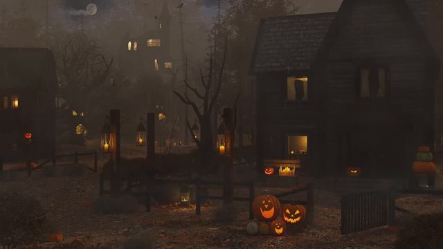 Halloween Spooky Ambience - Haunted Houses Village - Rainy Halloween